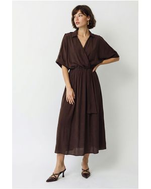 Bianco Lucci Midi Dress - Brown