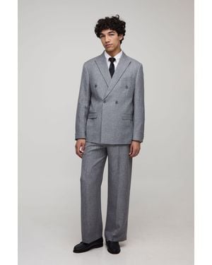 BoohooMAN Oversized Double Breasted Suit Blazer - Grey