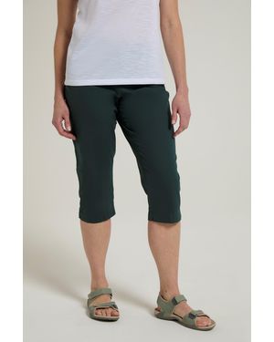 Mountain Warehouse 'Coastal' Capri Trousers Stretchy Breathable Short Trousers Cotton - Green