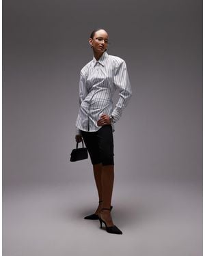 ASOS Cinch Shoulder Pad Shirt With Tie Back - Grey