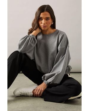 Wallis Petite Bubble Hem Jersey Top Co-Ord - Grey
