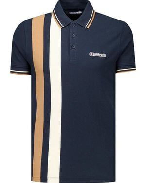 Lambretta Classic Yarn Dyed Stripe Logo Polo Shirt /Smoke) Cotton - Blue
