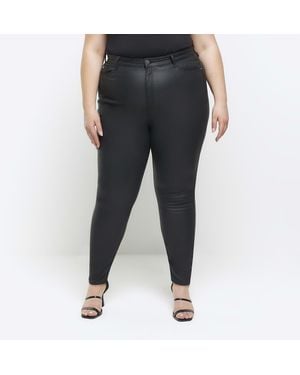River Island Skinny Jeans Plus Coated High Waisted Viscose - Black