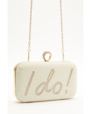 Quiz Bridal Pearl 'I Do' Box Bag - White