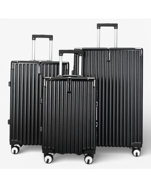 Infinity Leather Hardshell Suitcase Dual 4 Wheel Abs Luggage Cabin Suitcases - Black