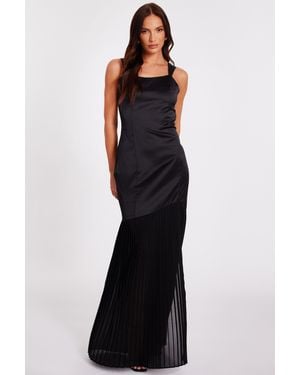 Quiz Satin Pleated Maxi Dress - Blue