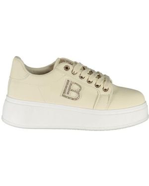 Laura Biagiotti Platform Trainers Jewelled Logo - Natural