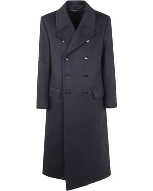 Tom Ford Pure Cashmere Luxury Melton Double Breasted Officier Coat - Blue