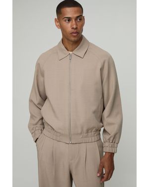 BoohooMAN Tailored Co-Ord Regular Fit Trucker Jacket - Natural