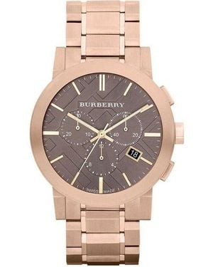 Burberry Bu9353 Taupe Chronograph Dial Plated Steel Watch - Pink