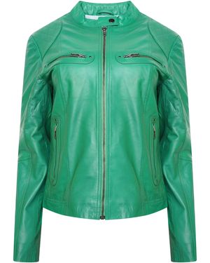 Pelle D'annata D'Annata Ladies Real Leather Biker Jacket - Green