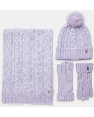 River Island Hat Scarf And Gloves Set - Purple