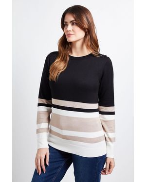Wallis Colour Block Stripe Knitted Jumper - Black