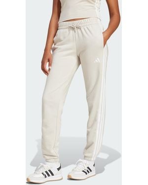 adidas Essentials 3-Stripes French Terry Cuffed Trousers - Natural