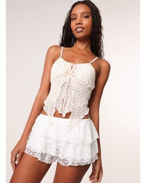 Pink Vanilla Cami Butterfly Top - White