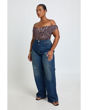 Boohoo Plus Twist Bardot Bodysuit - Blue