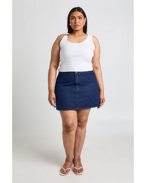 Boohoo Plus Horn Button Mini Skirt - Blue