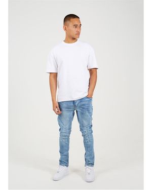 Brave Soul Fit Jeans With Knee Rips - Blue
