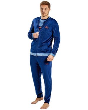 Munich Long Sleeve Velvet Pyjama Jacket Mudp0153 - Blue