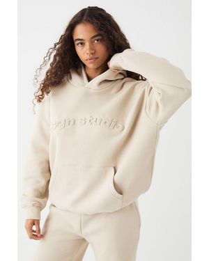 DSGN Studio Embossed Oversized Hoodie - Natural