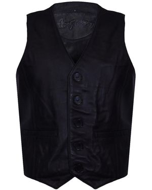 Infinity Leather Tan Waistcoat Formal Traditional Gilet Vest - Blue