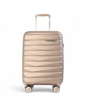 Infinity Leather Hard Shell Cabin Pp Luggage Suitcase Suitable For Easyjet, Ryanair - Natural