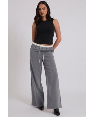 Urban Bliss Double Waistband Elasticated Trouser - Grey