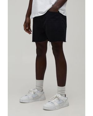 BoohooMAN Short Length Rigid Denim Shorts - Black