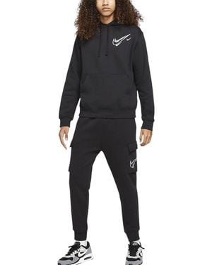 Nike Tracksuit Set Swoosh Fleece Pullover - Black
