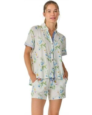 J&j Brothers Summer Pyjamas Short Sleeve Shirt Jjb17 - Blue