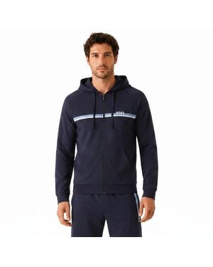 BOSS Cotton Zip-Up Hoodie 50554785 - Blue