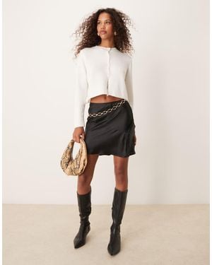 ASOS Satin Flippy Mini Skirt With Lace Split - Natural