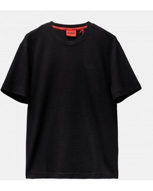 HUGO Austin Wafelstructuur Pyjama T-Shirt Met Geborduurd Logo - Zwart