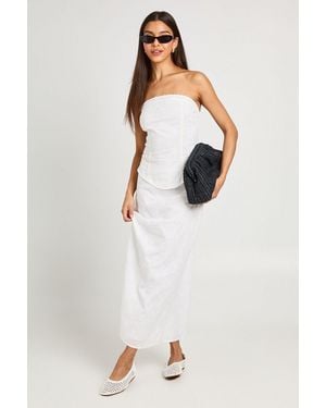 Boohoo Emboidery Midaxi Skirt - Natural