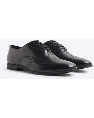 River Island Oxford Brogue Shoes Leather Wide Fit - White