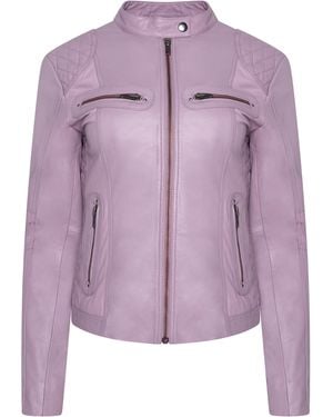 Pelle D'annata D'Annata Ladies Real Leather Biker Jacket - Purple