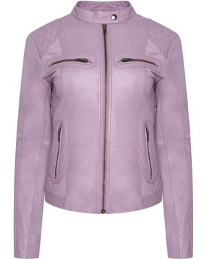 Pelle D'annata D'Annata Ladies Real Leather Biker Jacket - Purple