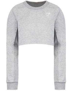 GYMSHARK Cropped Marl Jumper Cotton - Grey