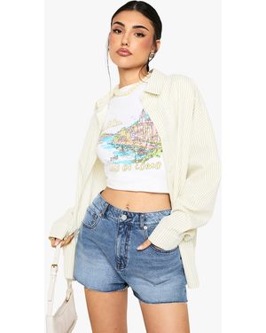 Boohoo Denim Mini Short - White