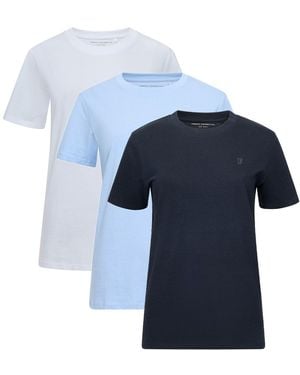 French Connection 3 Pack Cotton Crew Neck Logo Short Sleeve T-Shirts - Blue