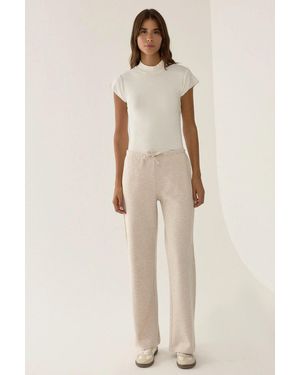 Hiccup Elastic Waist Straight Leg Joggers - Natural
