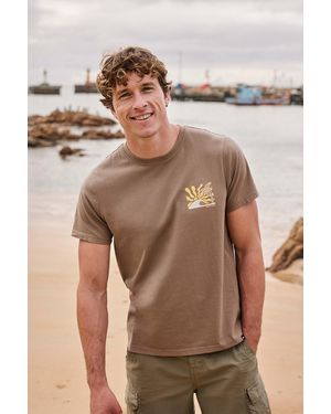 Mountain Warehouse 'Jacob' Cotton T-Shirt Comfy Beach Summer Casual Tee - Brown