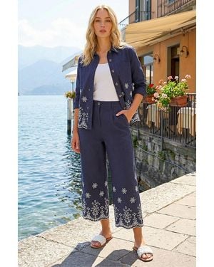Roman Broderie Cotton Lace Jacket - Blue