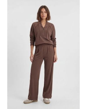 Karen Millen Petite Premium Luxe Wide Leg Jogger - Brown