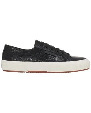 Superga Ladies 2750 Snake Print Grain Leather Trainers /Avorio) - Black