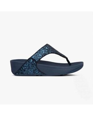 Fitflop Lulu Glitter Ladies Toe Post Sandals Midnight - Blue