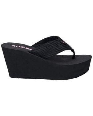 Rocket Dog Ladies Diver Webbing Slip On Wedge Sandals - Black