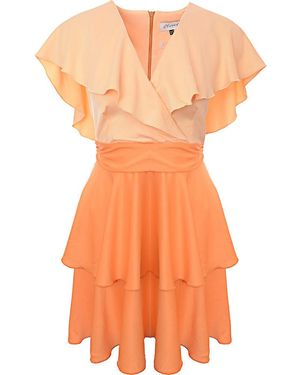 Closet Wrap Ruffle Mini Dress - Orange