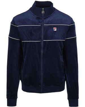 Fila Vittorio Velour Track Jacket/Gardenia Cotton - Blue
