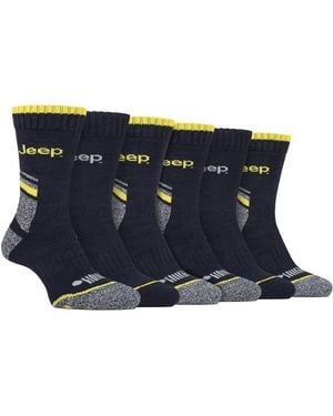 Jeep 6 Pack Heavy Duty Work Socks With Reinforced Heel And Toe - Blue